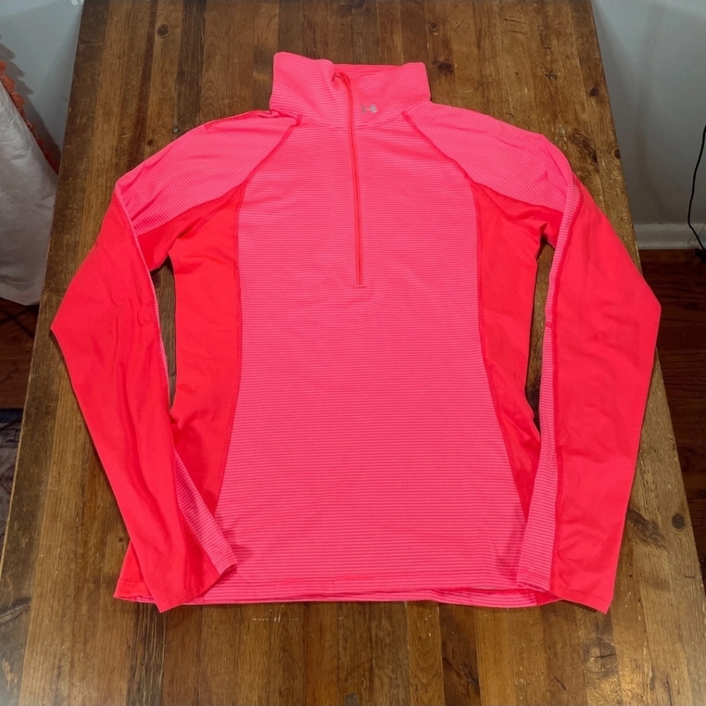 Under Armour Sweater Womens Large Striped Pullover 1/4 Zip ColdGear Fitted XS